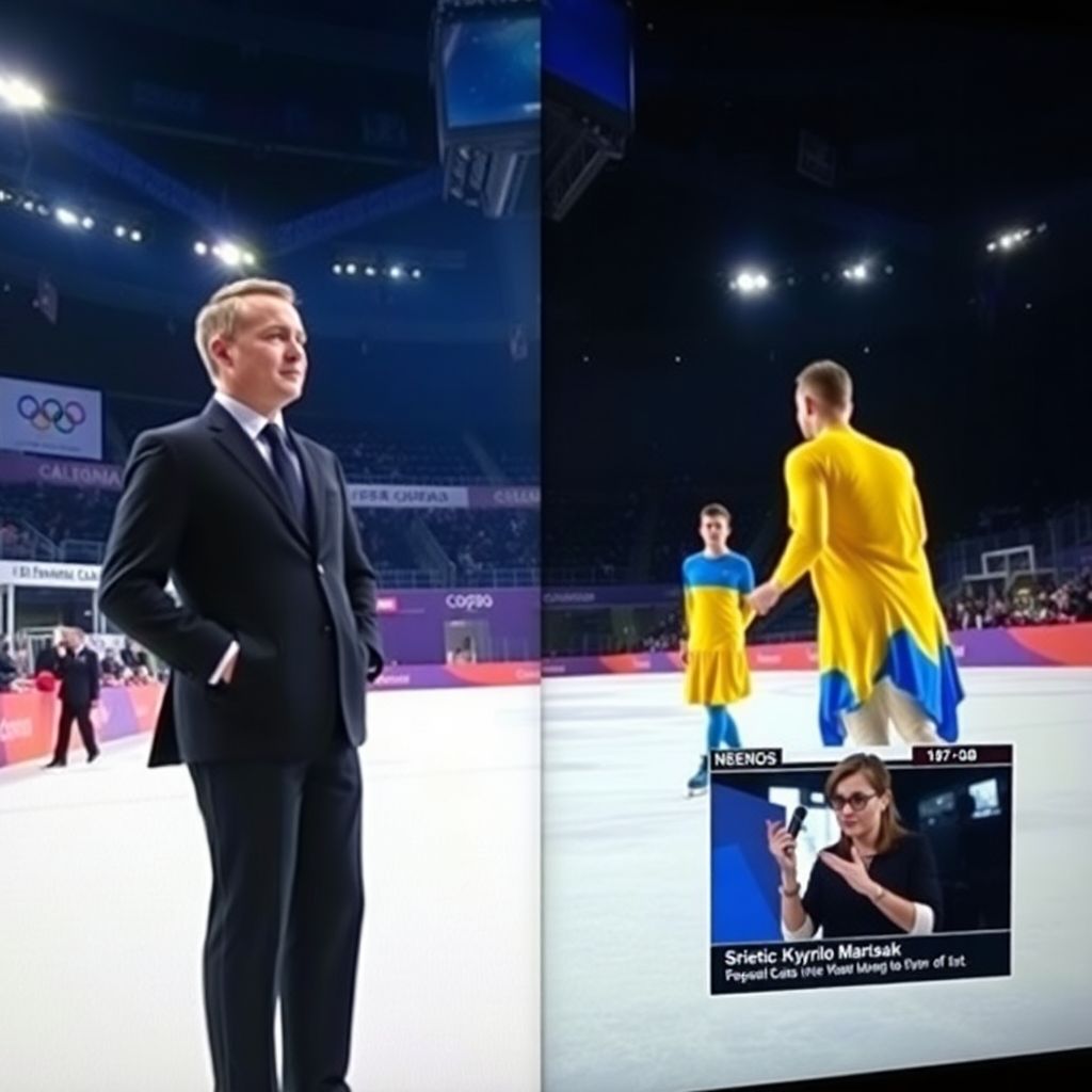 Украинский телекомментатор против общего кадра Гуменника и Марсака на ОИ‑2026